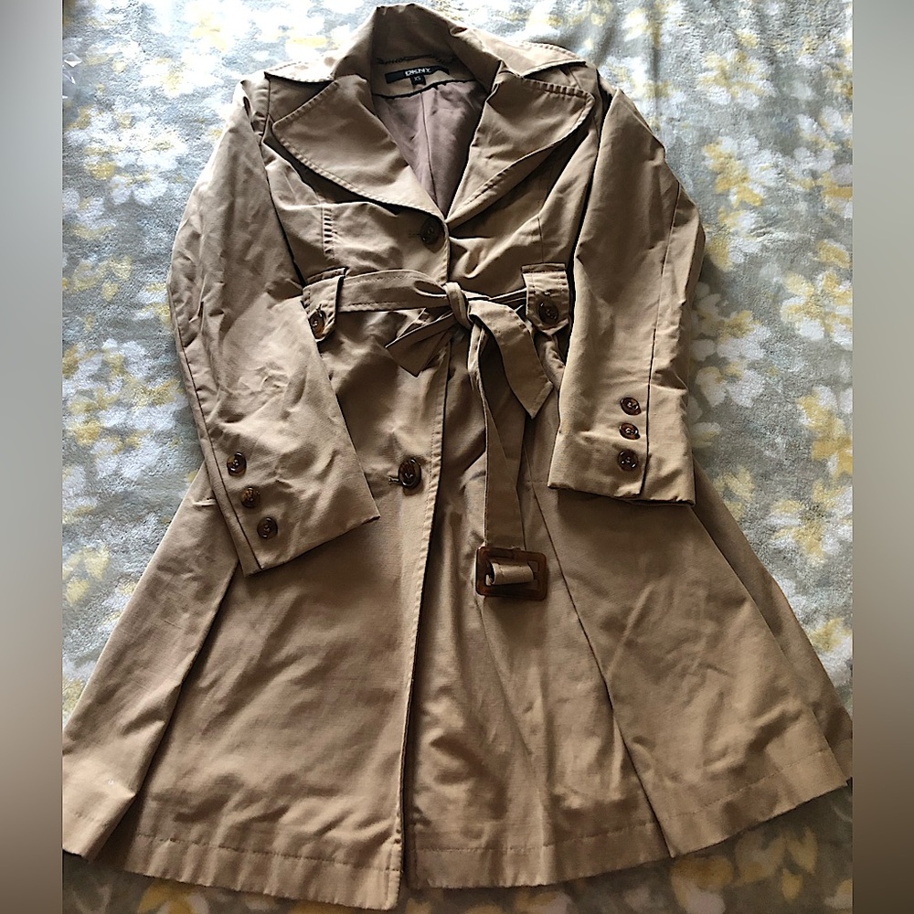 DKNY Tan Trench Coat with Belt